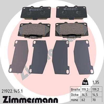 Zimmermann 21922.145.1 - Гальмівні колодки, дискові гальма autozip.com.ua