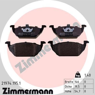 Zimmermann 21974.195.1 - Гальмівні колодки, дискові гальма autozip.com.ua
