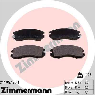 Zimmermann 21495.170.1 - Гальмівні колодки, дискові гальма autozip.com.ua