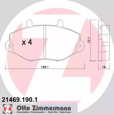 Zimmermann 21469.190.1 - Гальмівні колодки, дискові гальма autozip.com.ua