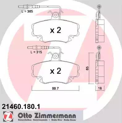 Zimmermann 21460.180.1 - Гальмівні колодки, дискові гальма autozip.com.ua