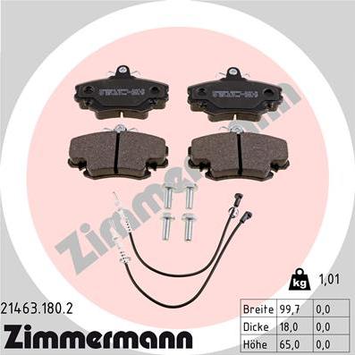Zimmermann 21463.180.2 - Гальмівні колодки, дискові гальма autozip.com.ua