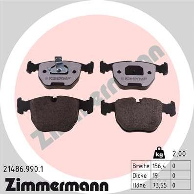 Zimmermann 21486.990.1 - Гальмівні колодки, дискові гальма autozip.com.ua