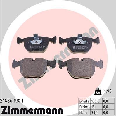 Zimmermann 21486.190.1 - Гальмівні колодки, дискові гальма autozip.com.ua