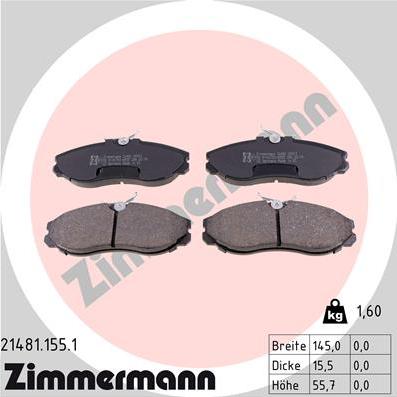 Zimmermann 21481.155.1 - Гальмівні колодки, дискові гальма autozip.com.ua