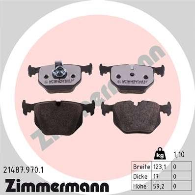 Zimmermann 21487.970.1 - Гальмівні колодки, дискові гальма autozip.com.ua