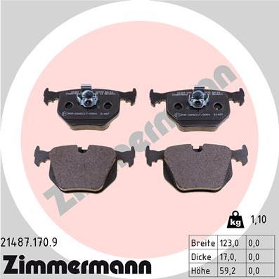 Zimmermann 21487.170.9 - Гальмівні колодки, дискові гальма autozip.com.ua