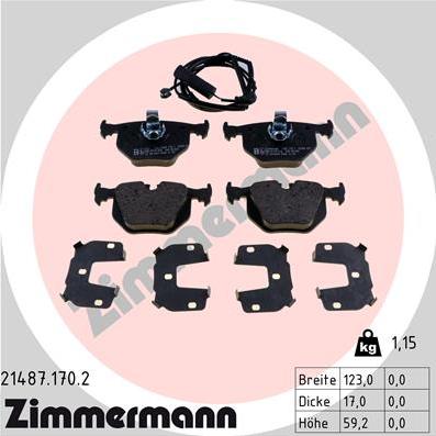 Zimmermann 21487.170.2 - Гальмівні колодки, дискові гальма autozip.com.ua