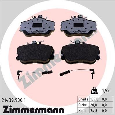 Zimmermann 21439.900.1 - Гальмівні колодки, дискові гальма autozip.com.ua
