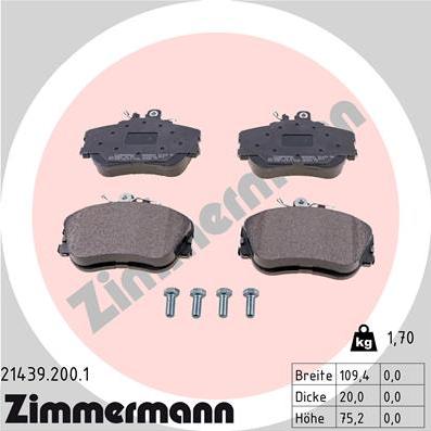 Zimmermann 21439.200.1 - Гальмівні колодки, дискові гальма autozip.com.ua