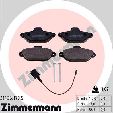 Zimmermann 21436.170.5 - Гальмівні колодки, дискові гальма autozip.com.ua