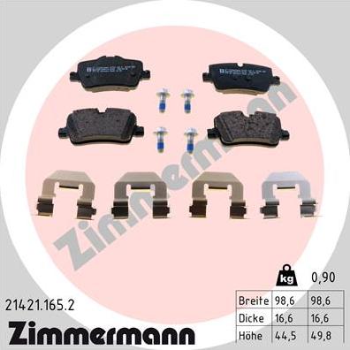 Zimmermann 21421.165.2 - Гальмівні колодки, дискові гальма autozip.com.ua