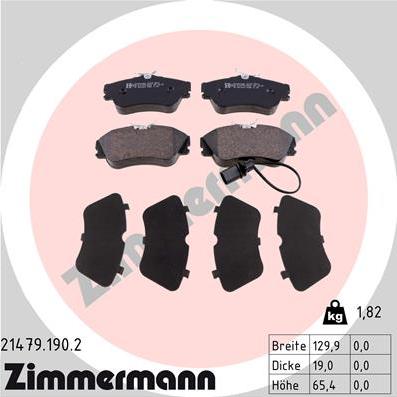 Zimmermann 21479.190.2 - Гальмівні колодки, дискові гальма autozip.com.ua