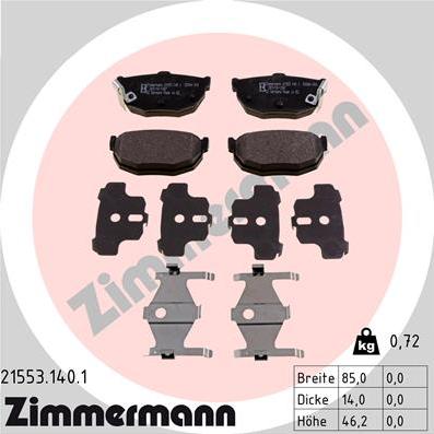 Zimmermann 21553.140.1 - Гальмівні колодки, дискові гальма autozip.com.ua