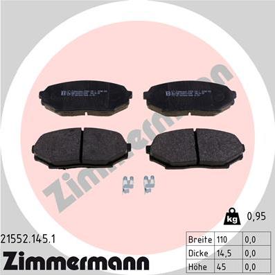 Zimmermann 21552.145.1 - Гальмівні колодки, дискові гальма autozip.com.ua