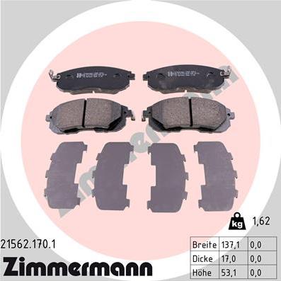 Zimmermann 21562.170.1 - Гальмівні колодки, дискові гальма autozip.com.ua