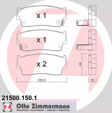 Zimmermann 21500.150.1 - Гальмівні колодки, дискові гальма autozip.com.ua