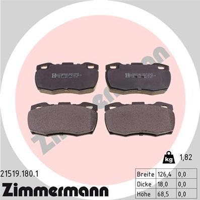 Zimmermann 21519.180.1 - Гальмівні колодки, дискові гальма autozip.com.ua