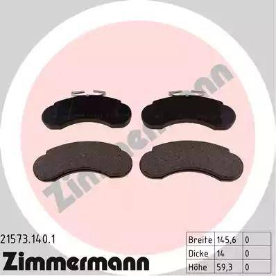 Zimmermann 21573.140.1 - Гальмівні колодки, дискові гальма autozip.com.ua