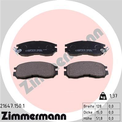 Zimmermann 21647.150.1 - Гальмівні колодки, дискові гальма autozip.com.ua