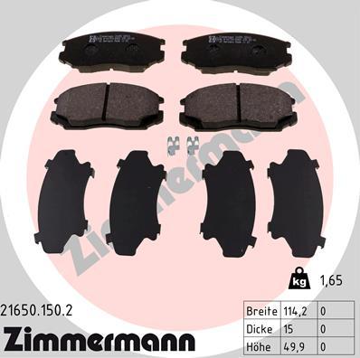 Zimmermann 21650.150.2 - Гальмівні колодки, дискові гальма autozip.com.ua