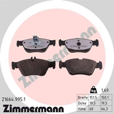 Zimmermann 21664.995.1 - Гальмівні колодки, дискові гальма autozip.com.ua
