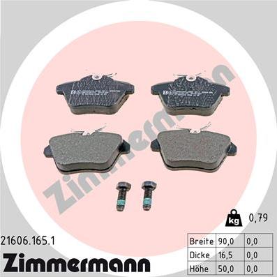 Zimmermann 21606.165.1 - Гальмівні колодки, дискові гальма autozip.com.ua