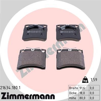 Zimmermann 21634.180.1 - Гальмівні колодки, дискові гальма autozip.com.ua