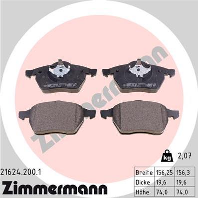 Zimmermann 21624.200.1 - Гальмівні колодки, дискові гальма autozip.com.ua