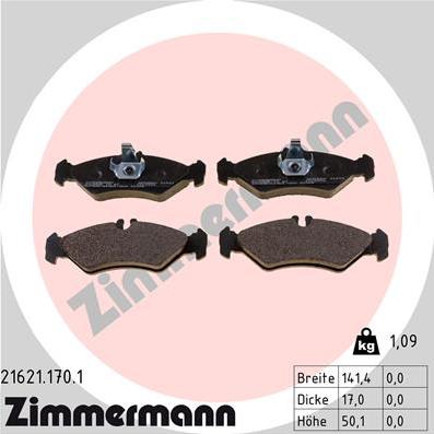 Zimmermann 21621.170.1 - Гальмівні колодки, дискові гальма autozip.com.ua