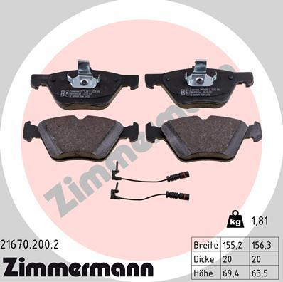 Zimmermann 21670.200.2 - Гальмівні колодки, дискові гальма autozip.com.ua