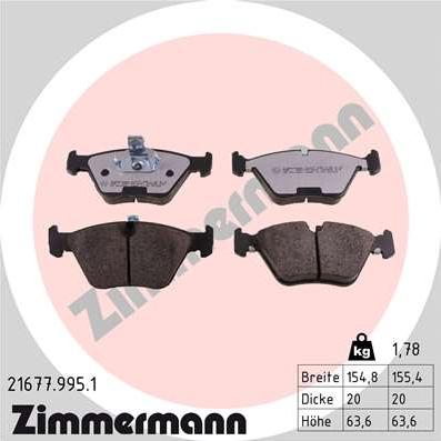 Zimmermann 21677.995.1 - Гальмівні колодки, дискові гальма autozip.com.ua
