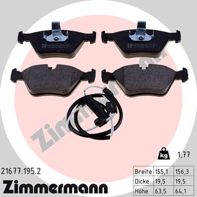 Zimmermann 21677.195.2 - Гальмівні колодки, дискові гальма autozip.com.ua