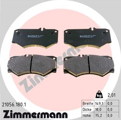 Zimmermann 21056.180.1 - Гальмівні колодки, дискові гальма autozip.com.ua