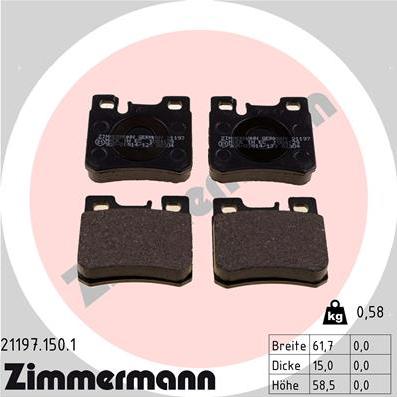 Zimmermann 21197.150.1 - Гальмівні колодки, дискові гальма autozip.com.ua