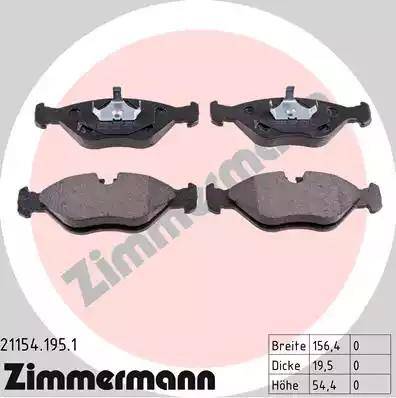 Zimmermann 21154.195.1 - Гальмівні колодки, дискові гальма autozip.com.ua