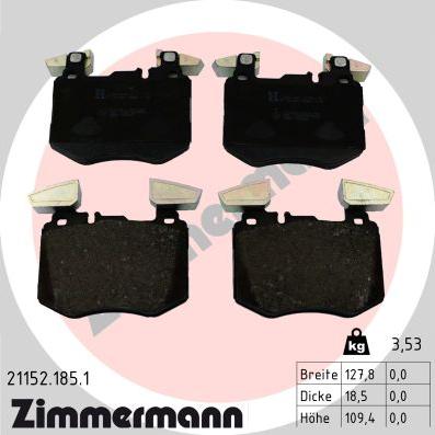 Zimmermann 21152.185.1 - Гальмівні колодки, дискові гальма autozip.com.ua