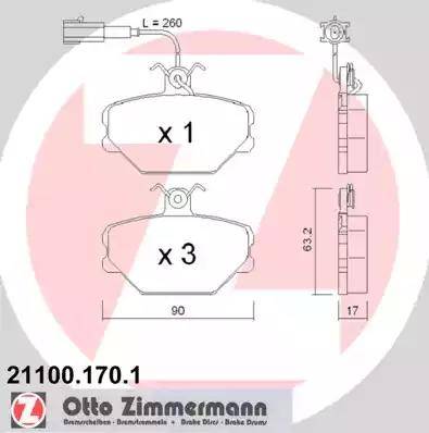 Zimmermann 21100.170.1 - Гальмівні колодки, дискові гальма autozip.com.ua