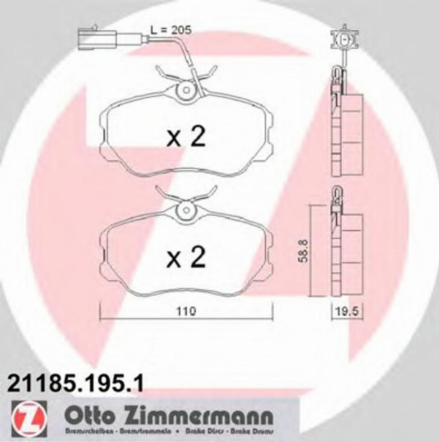 Zimmermann 211851951 - Гальмівні колодки, дискові гальма autozip.com.ua