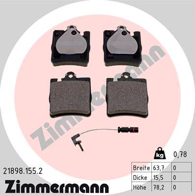 Zimmermann 21898.155.2 - Гальмівні колодки, дискові гальма autozip.com.ua