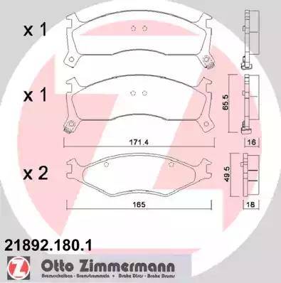 Zimmermann 21892.180.1 - Гальмівні колодки, дискові гальма autozip.com.ua