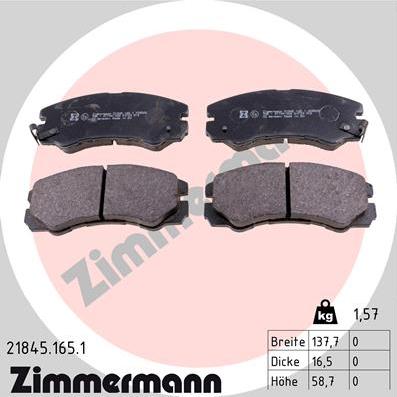 Zimmermann 21845.165.1 - Гальмівні колодки, дискові гальма autozip.com.ua