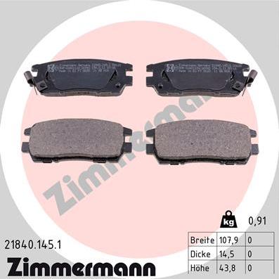 Zimmermann 21840.145.1 - Гальмівні колодки, дискові гальма autozip.com.ua