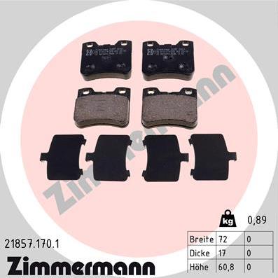 Zimmermann 21857.170.1 - Гальмівні колодки, дискові гальма autozip.com.ua