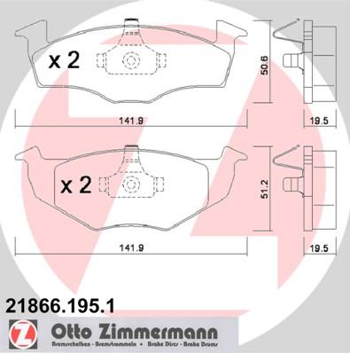 Zimmermann 21866.195.1 - Гальмівні колодки, дискові гальма autozip.com.ua
