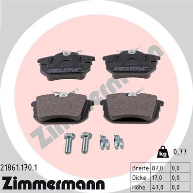 Zimmermann 21861.170.1 - Гальмівні колодки, дискові гальма autozip.com.ua
