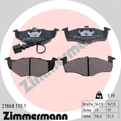 Zimmermann 21868.170.1 - Гальмівні колодки, дискові гальма autozip.com.ua