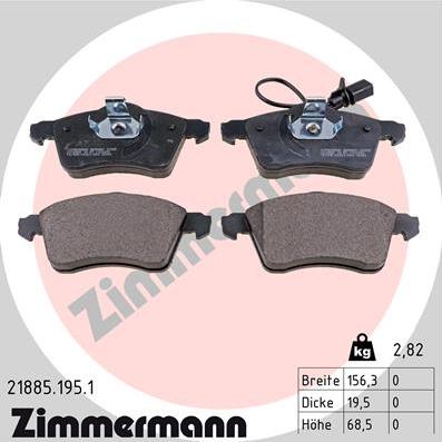 Zimmermann 21885.195.1 - Гальмівні колодки, дискові гальма autozip.com.ua
