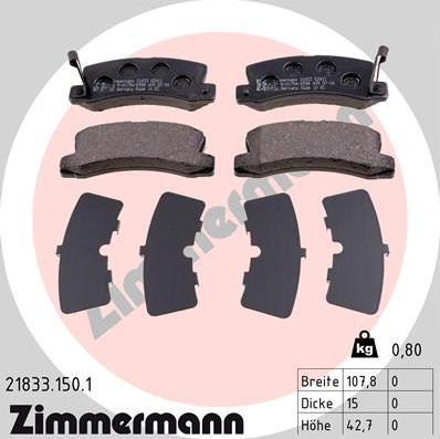 Zimmermann 21833.150.1 - Гальмівні колодки, дискові гальма autozip.com.ua