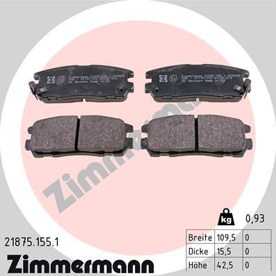 Zimmermann 21875.155.1 - Гальмівні колодки, дискові гальма autozip.com.ua